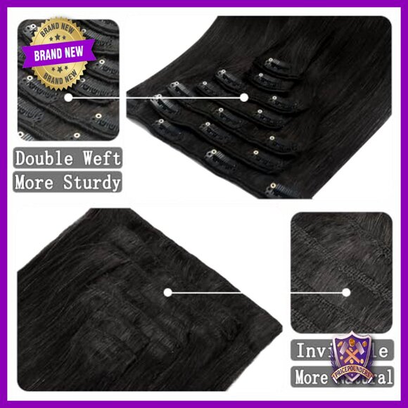 7-Piece Clip-In Human Hair Extensions 16 Inch Lightweight Seamless main image 6